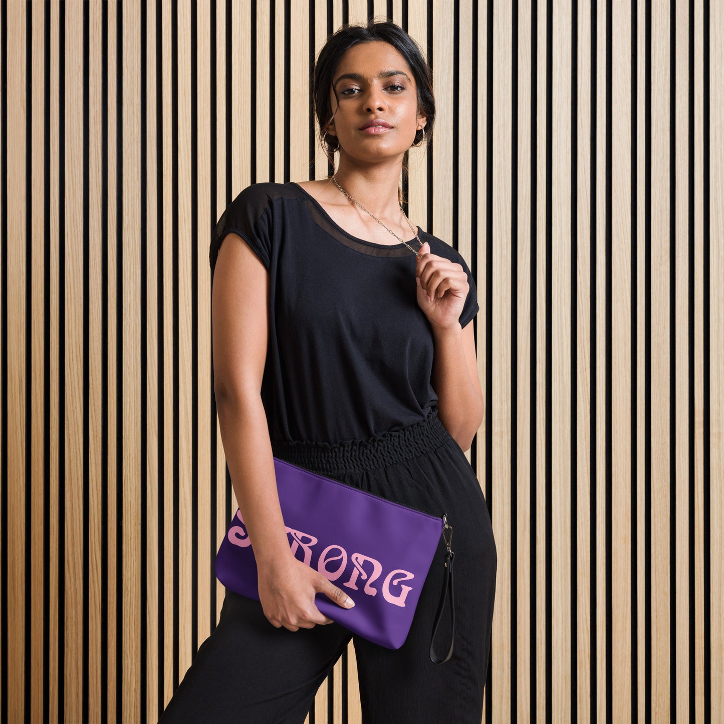“STRONG”Purple Crossbody Bag W/Cotton Candy Font