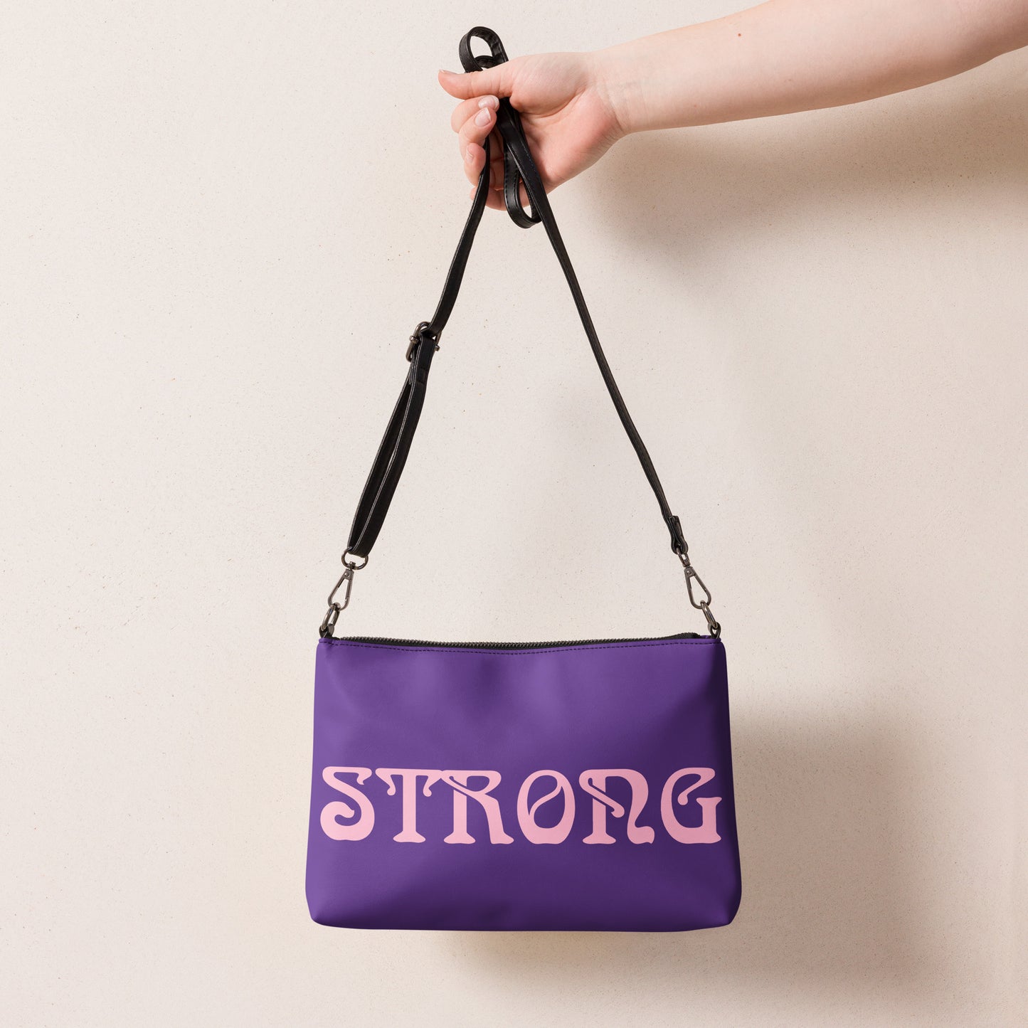 “STRONG”Purple Crossbody Bag W/Cotton Candy Font