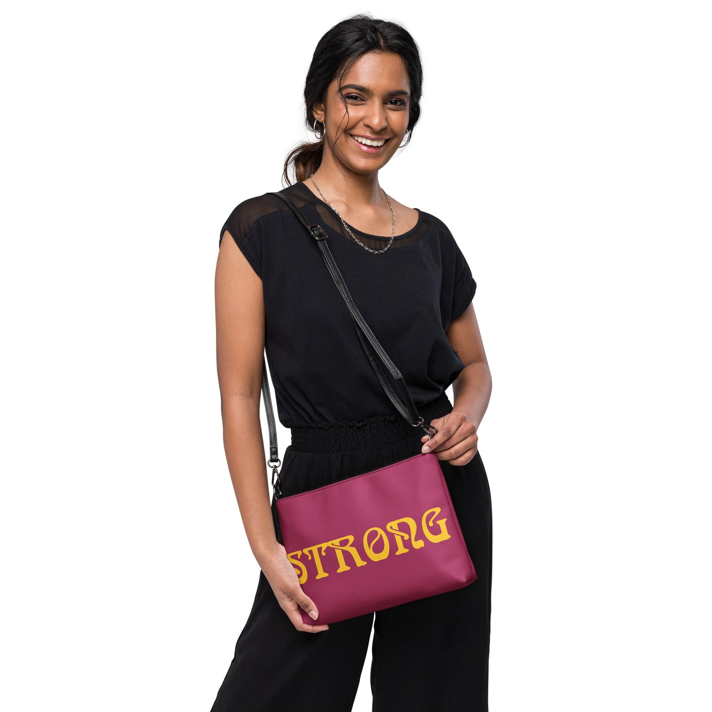“STRONG”Lipstick Crossbody Bag W/Yellow Font