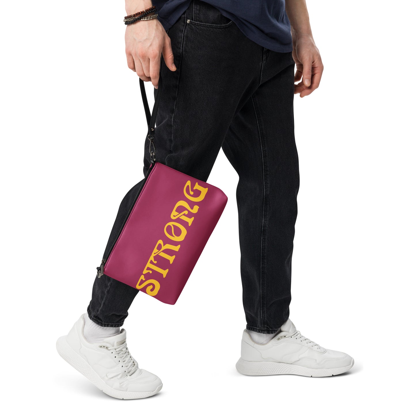 “STRONG”Lipstick Crossbody Bag W/Yellow Font