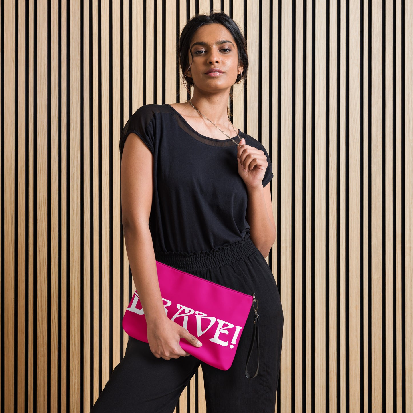 “BRAVE!”Violet Crossbody Bag W/White Font