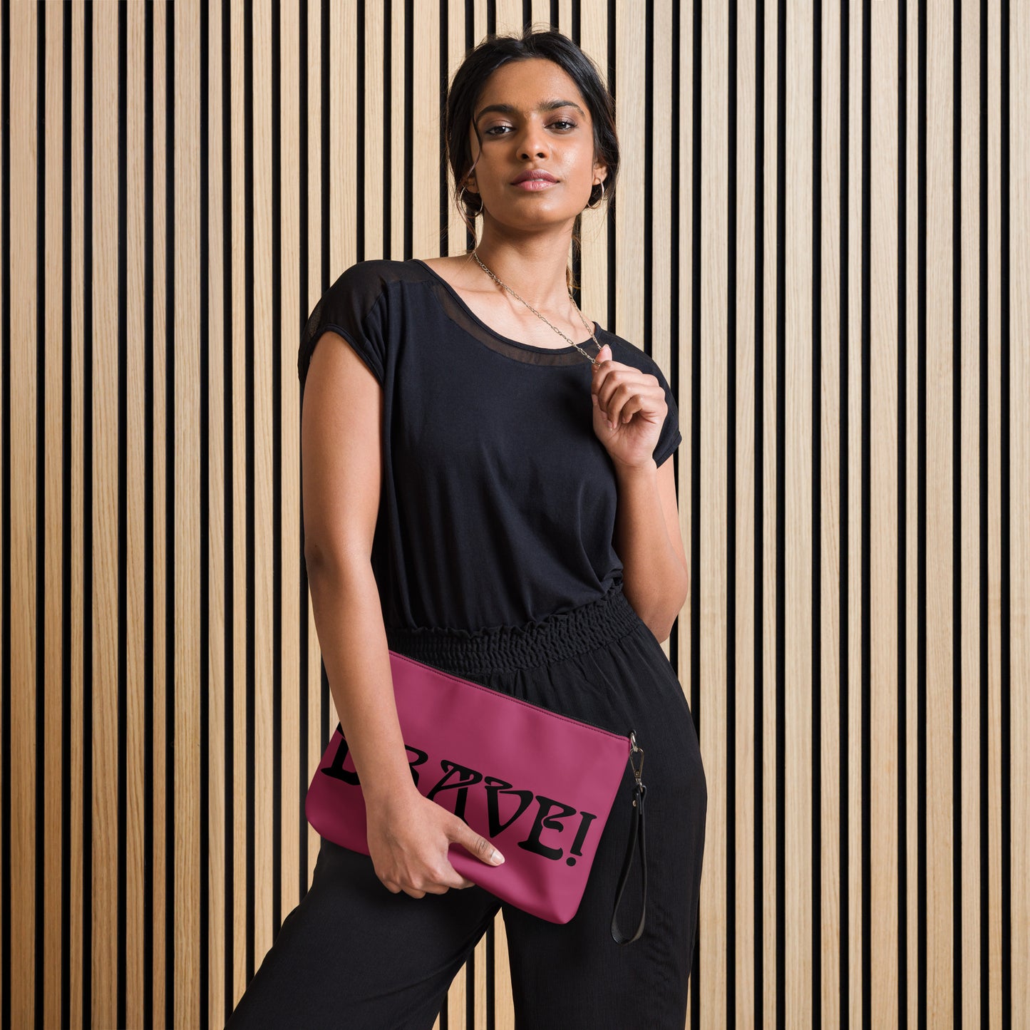 “BRAVE!”Lipstick Crossbody Bag W/Black Font
