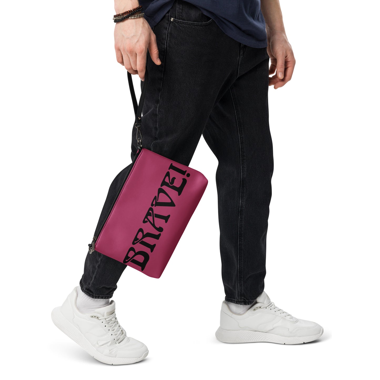“BRAVE!”Lipstick Crossbody Bag W/Black Font