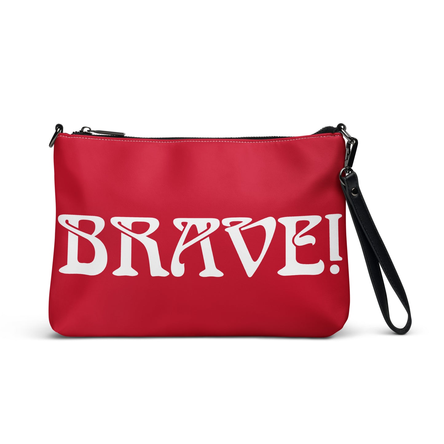 “BRAVE!”Red Crossbody Bag W/White Font