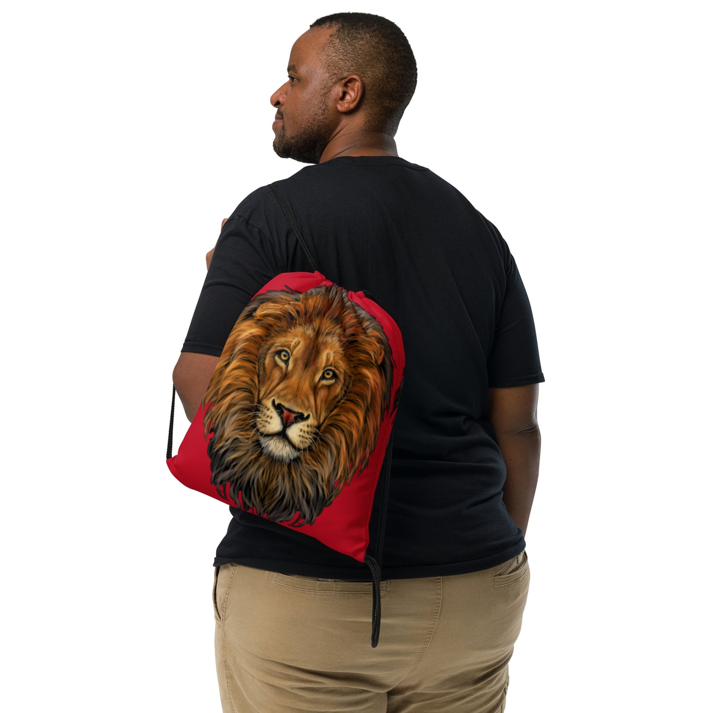 “LION”Red Drawstring Bag