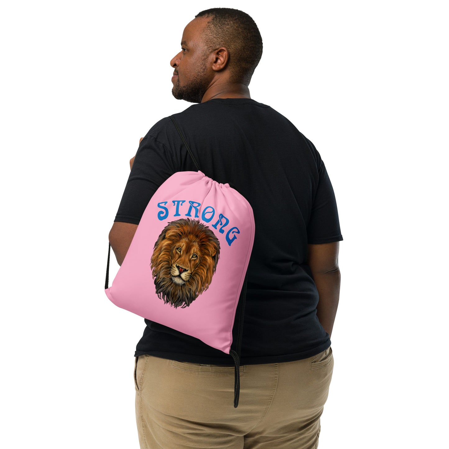 “STRONG”Cotton Candy Drawstring Bag W/SkyBlue Font