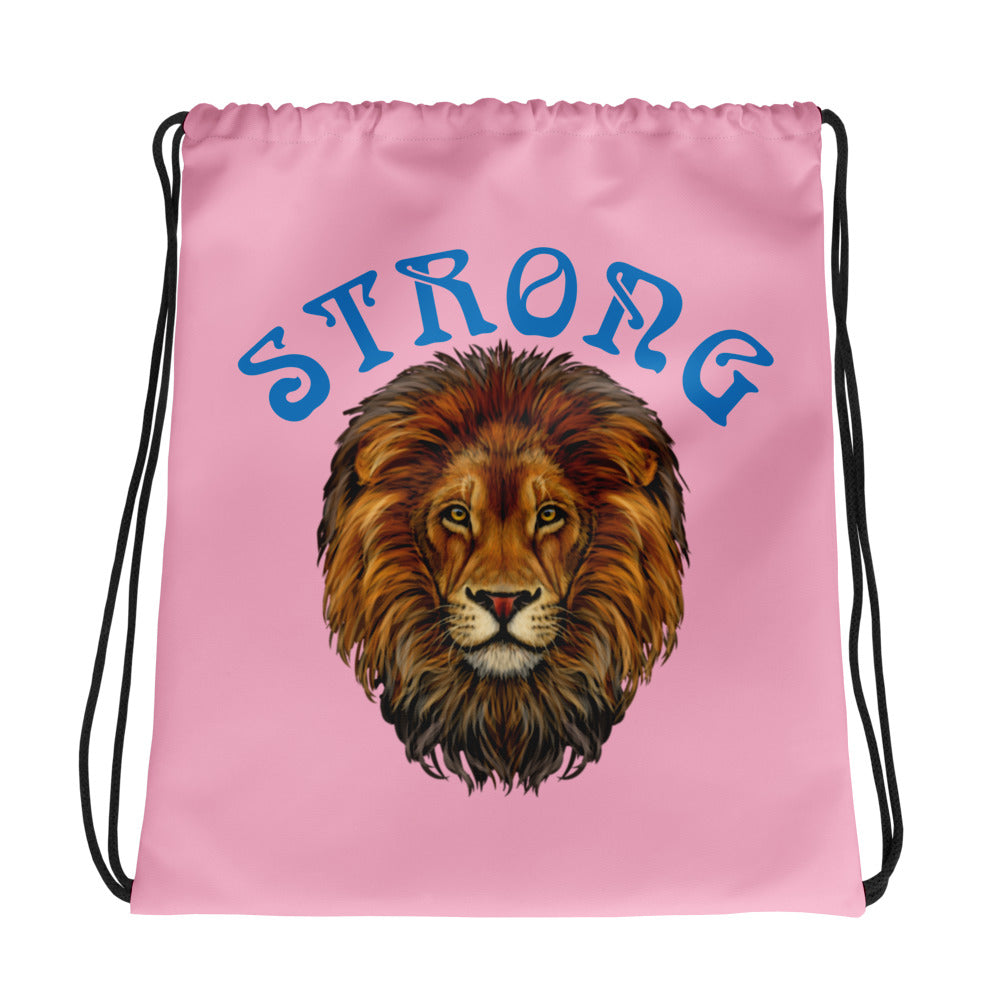 “STRONG”Cotton Candy Drawstring Bag W/SkyBlue Font