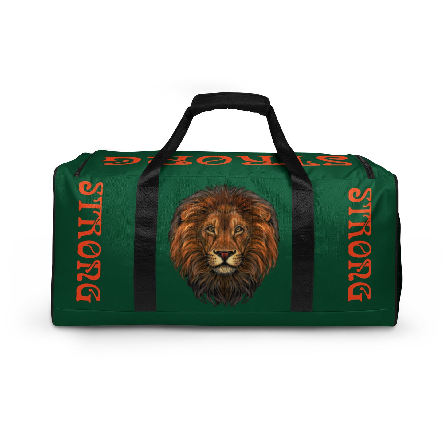 “STRONG” Green Duffle Bag W/Orange Font