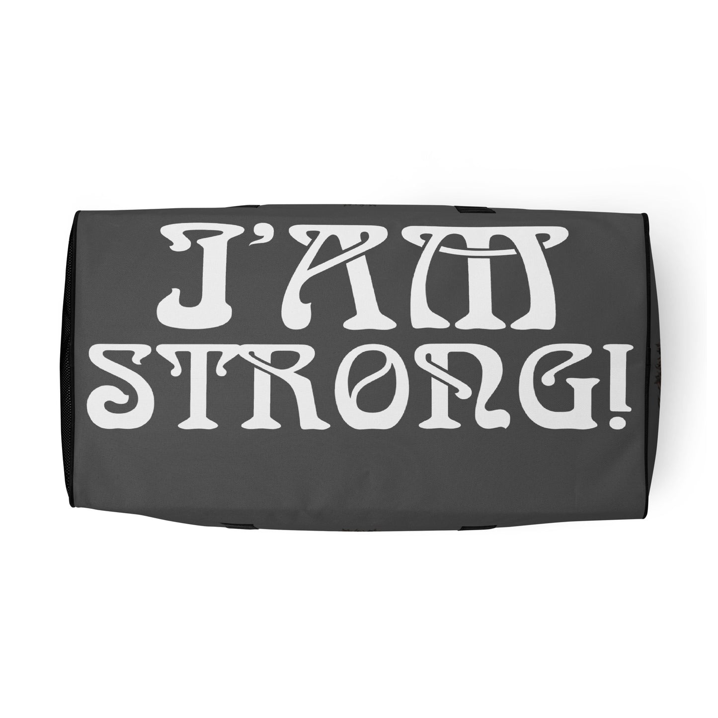 “STRONG” Grey Duffle Bag W/White Font