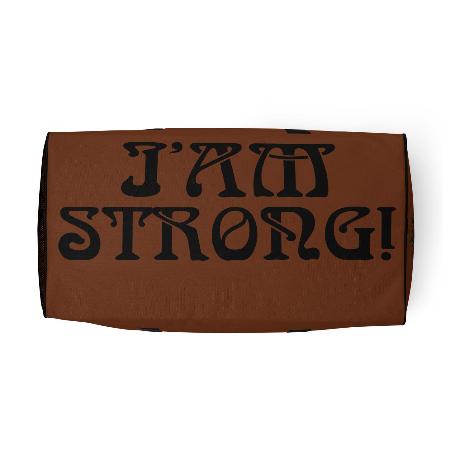 “STRONG” Brown Duffle Bag W/Black Font