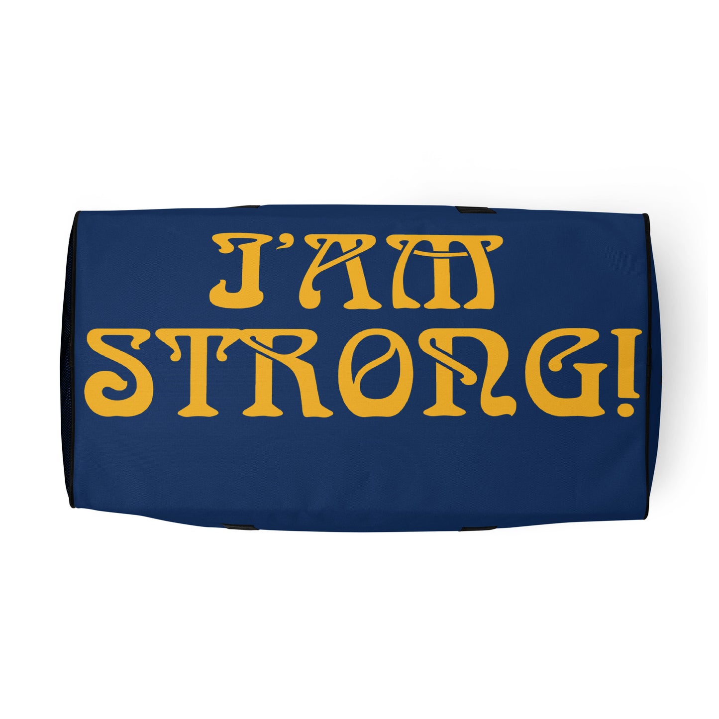 “STRONG” Blue Duffle Bag W/Yellow Font