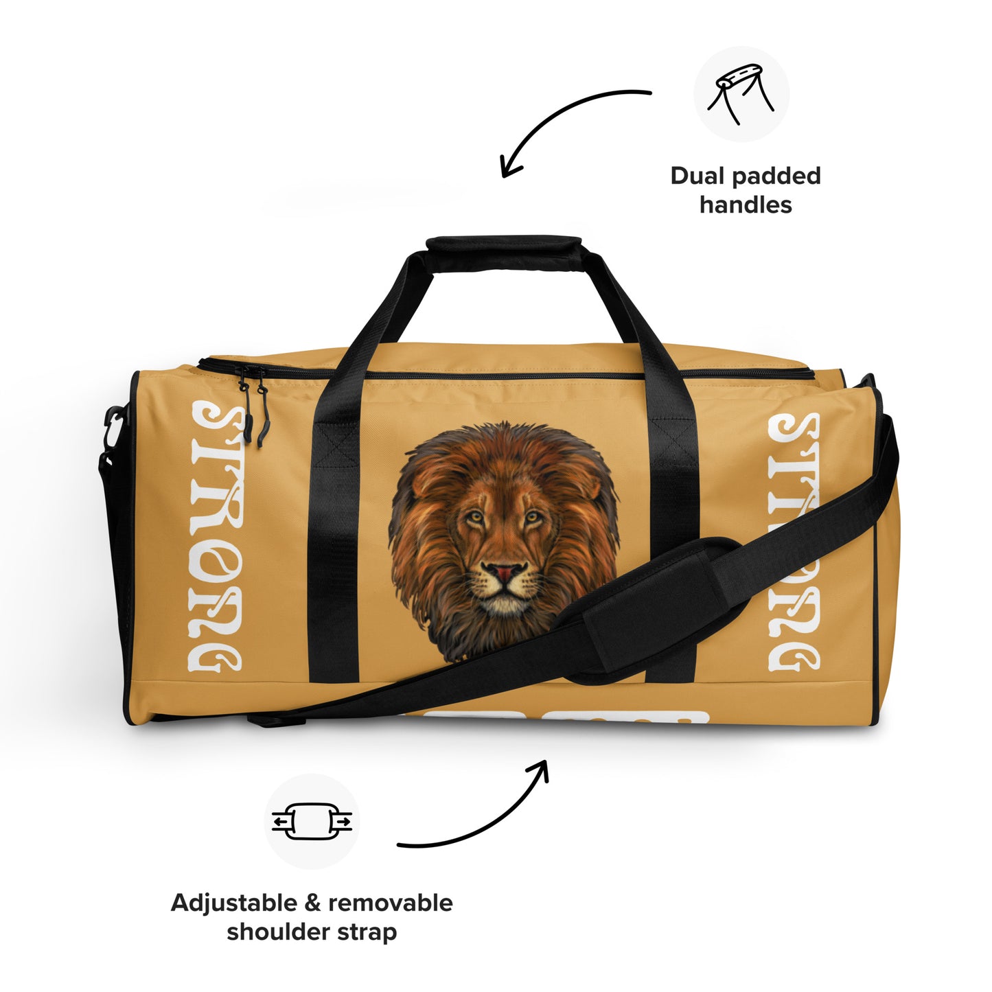 “STRONG” Fawn Duffle Bag W/White Font