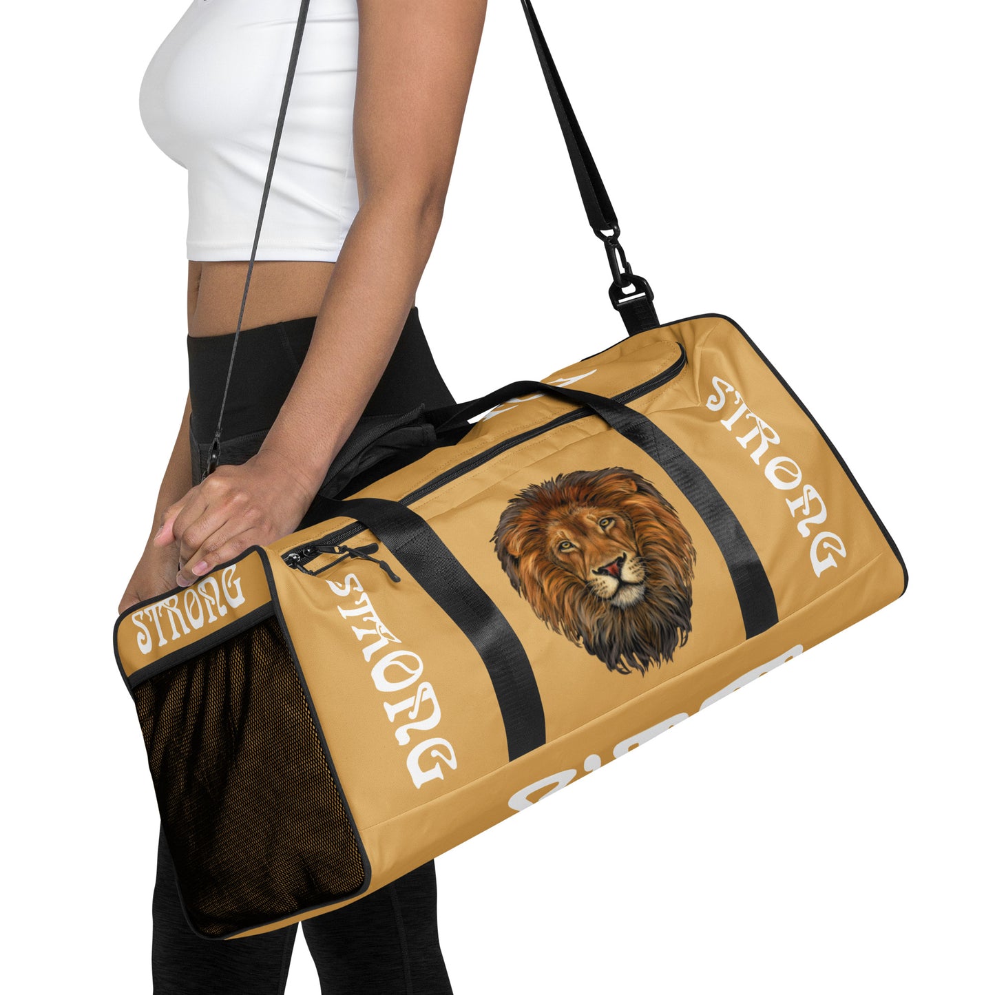 “STRONG” Fawn Duffle Bag W/White Font