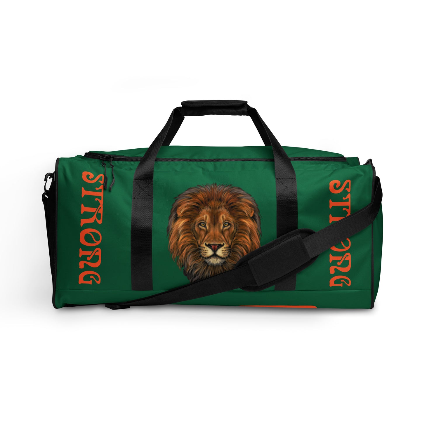 “STRONG” Green Duffle Bag W/Orange Font
