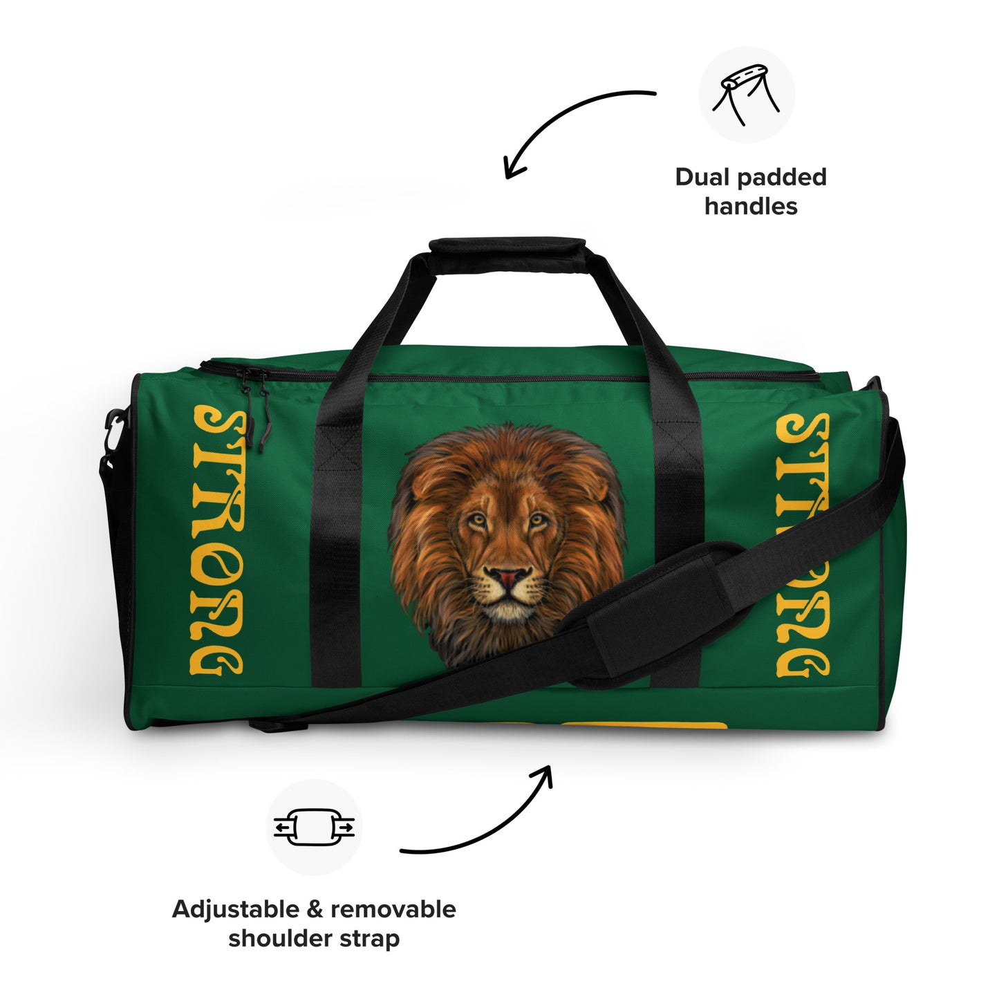 “STRONG” Green Duffle Bag W/Yellow Font