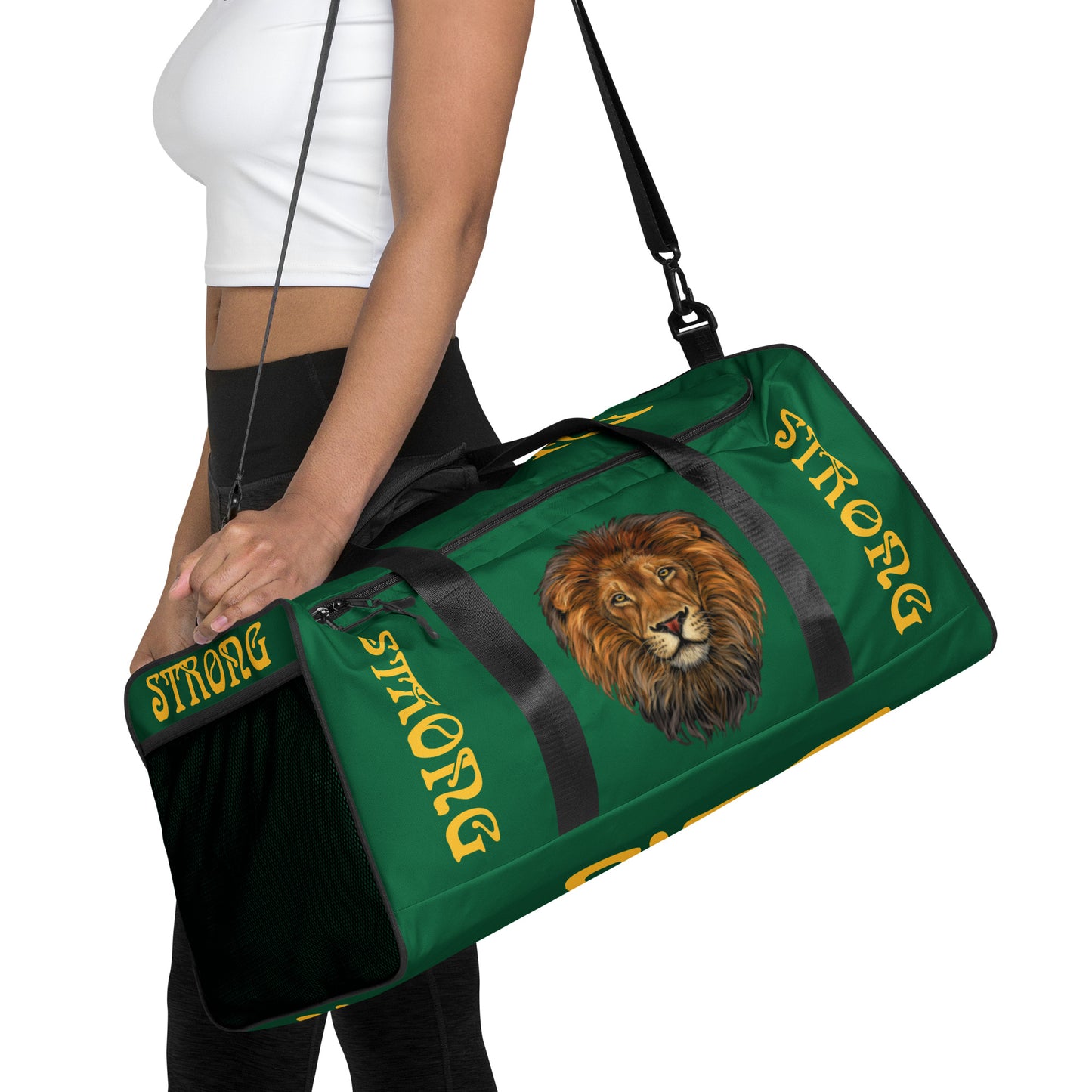 “STRONG” Green Duffle Bag W/Yellow Font
