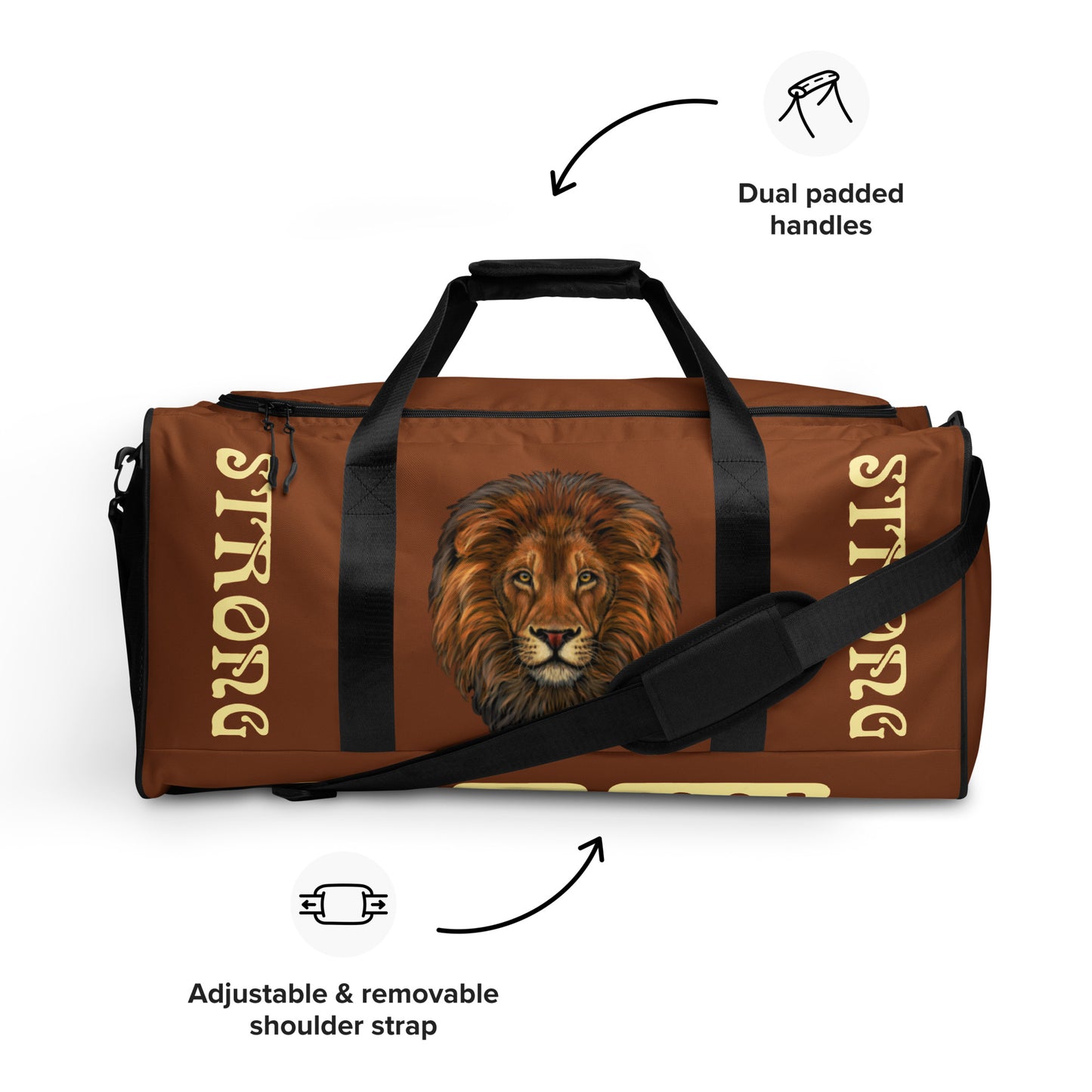 “STRONG” Brown Duffle Bag W/Banana Font