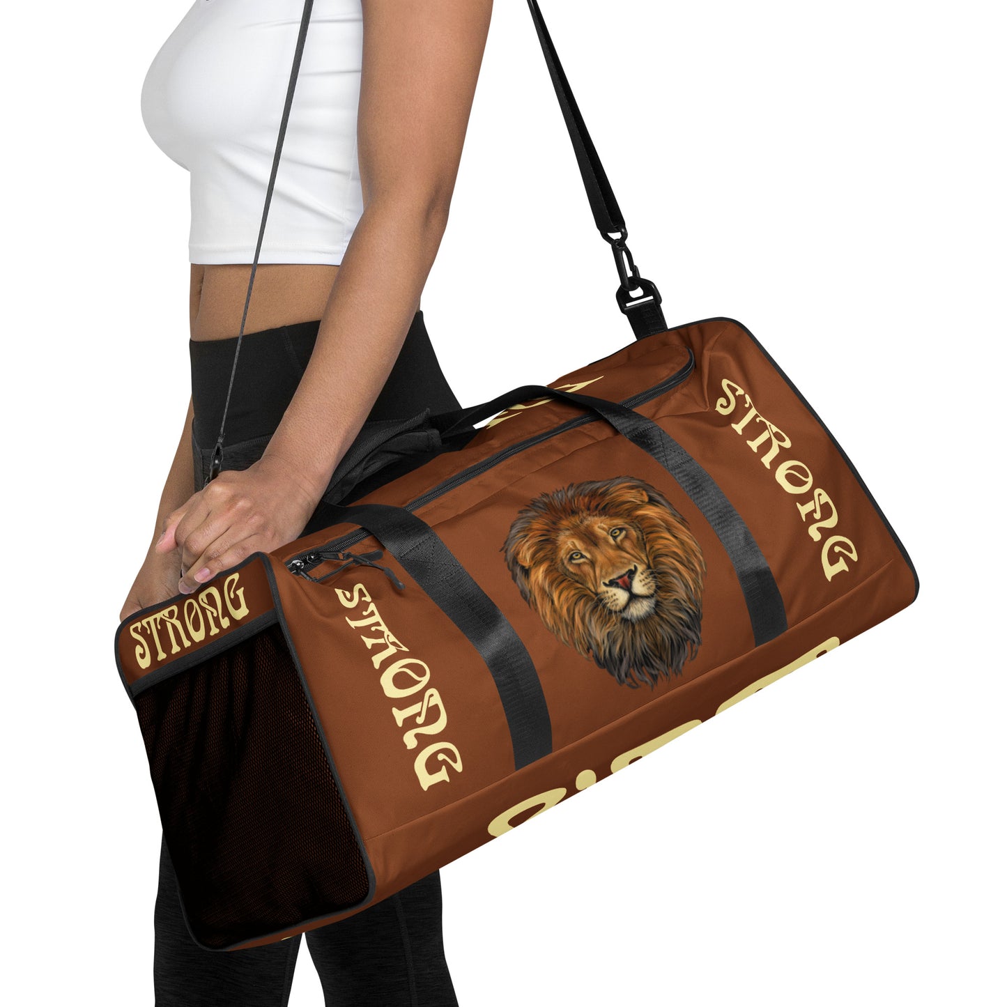 “STRONG” Brown Duffle Bag W/Banana Font