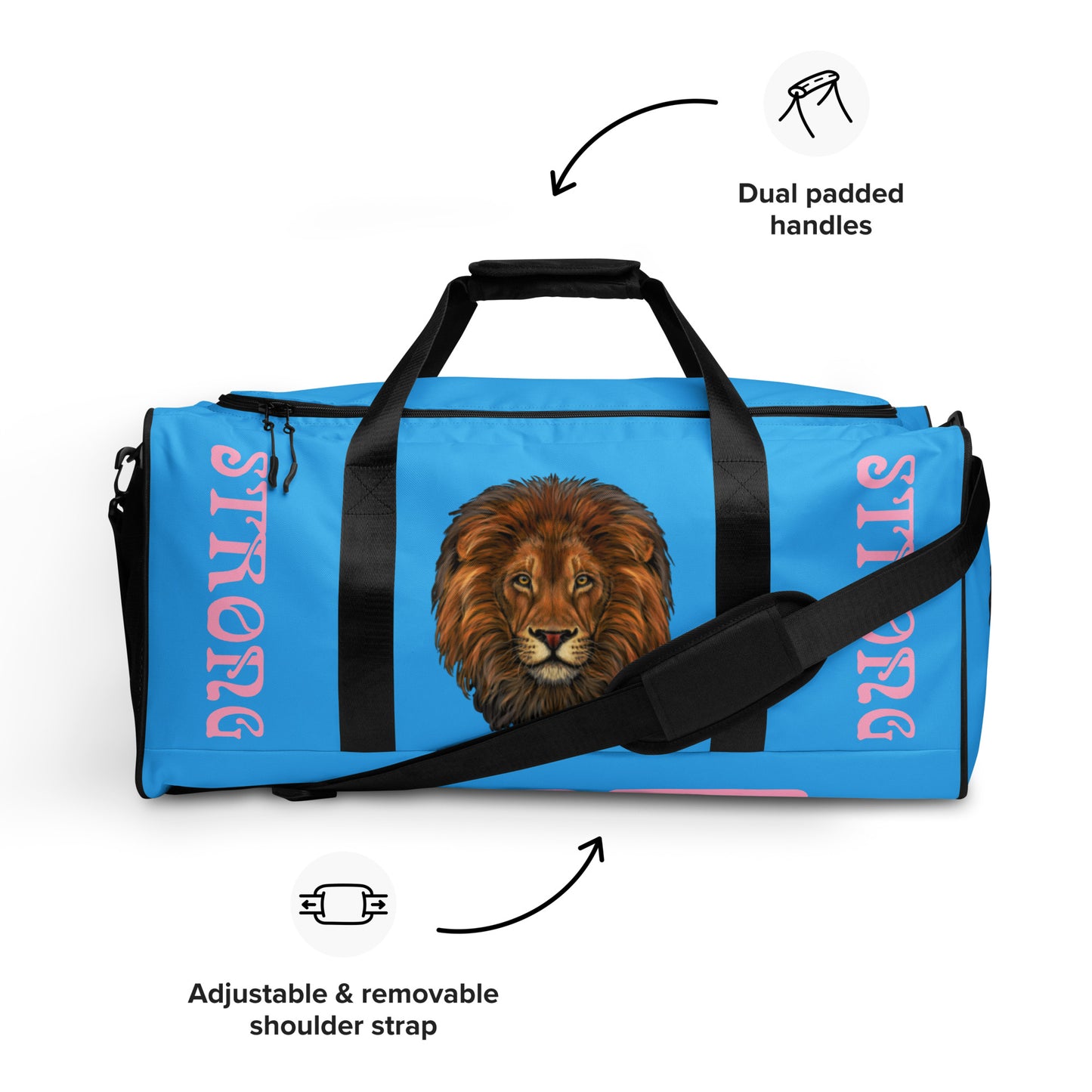 “STRONG”SkyBlue Duffle Bag W/Cotton Candy Font