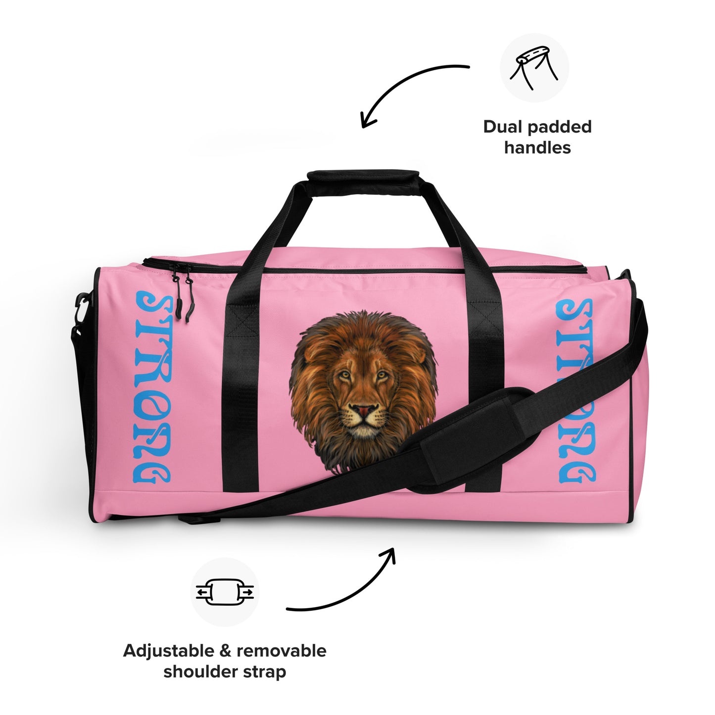 “STRONG” Cotton Candy Duffle Bag W/SkyBlue Font
