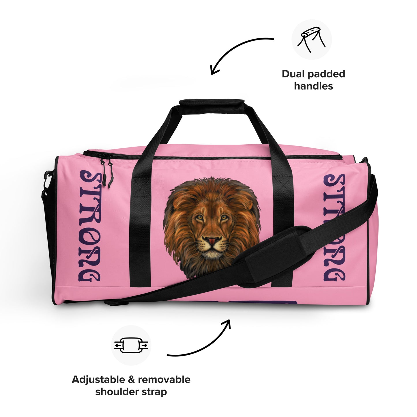 “STRONG” Cotton Candy Duffle Bag W/Purple Font