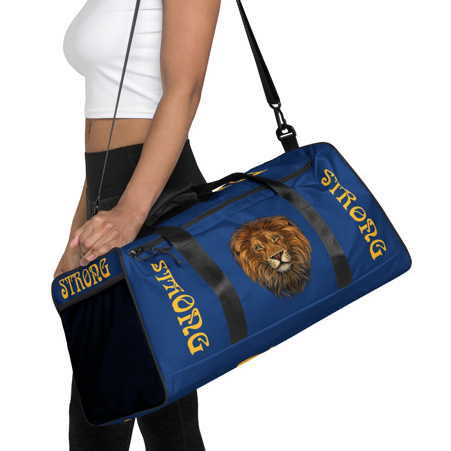 “STRONG” Blue Duffle Bag W/Yellow Font