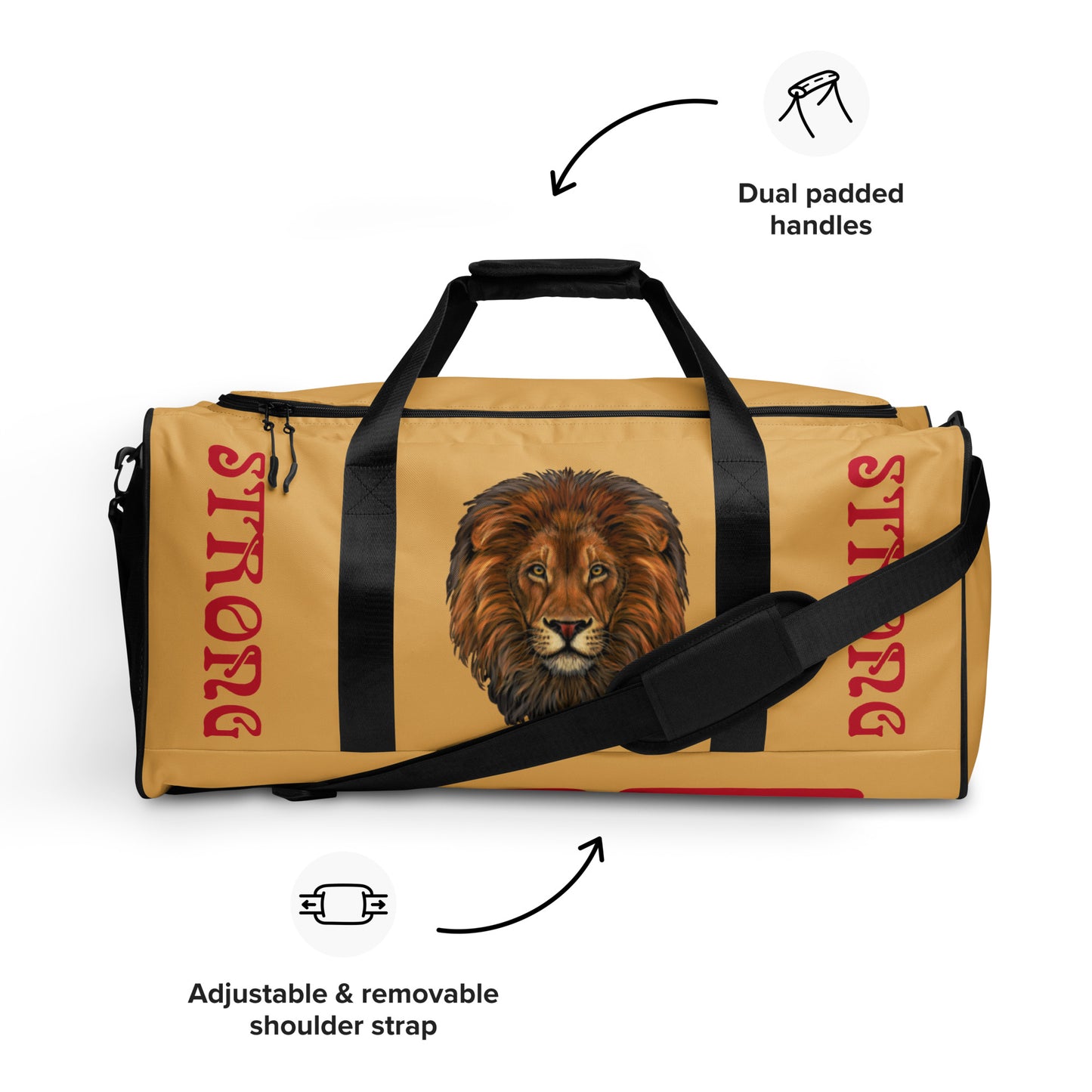 “STRONG” Fawn Duffle Bag W/Red Font