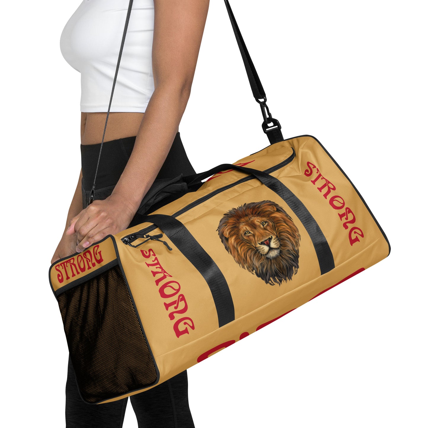 “STRONG” Fawn Duffle Bag W/Red Font