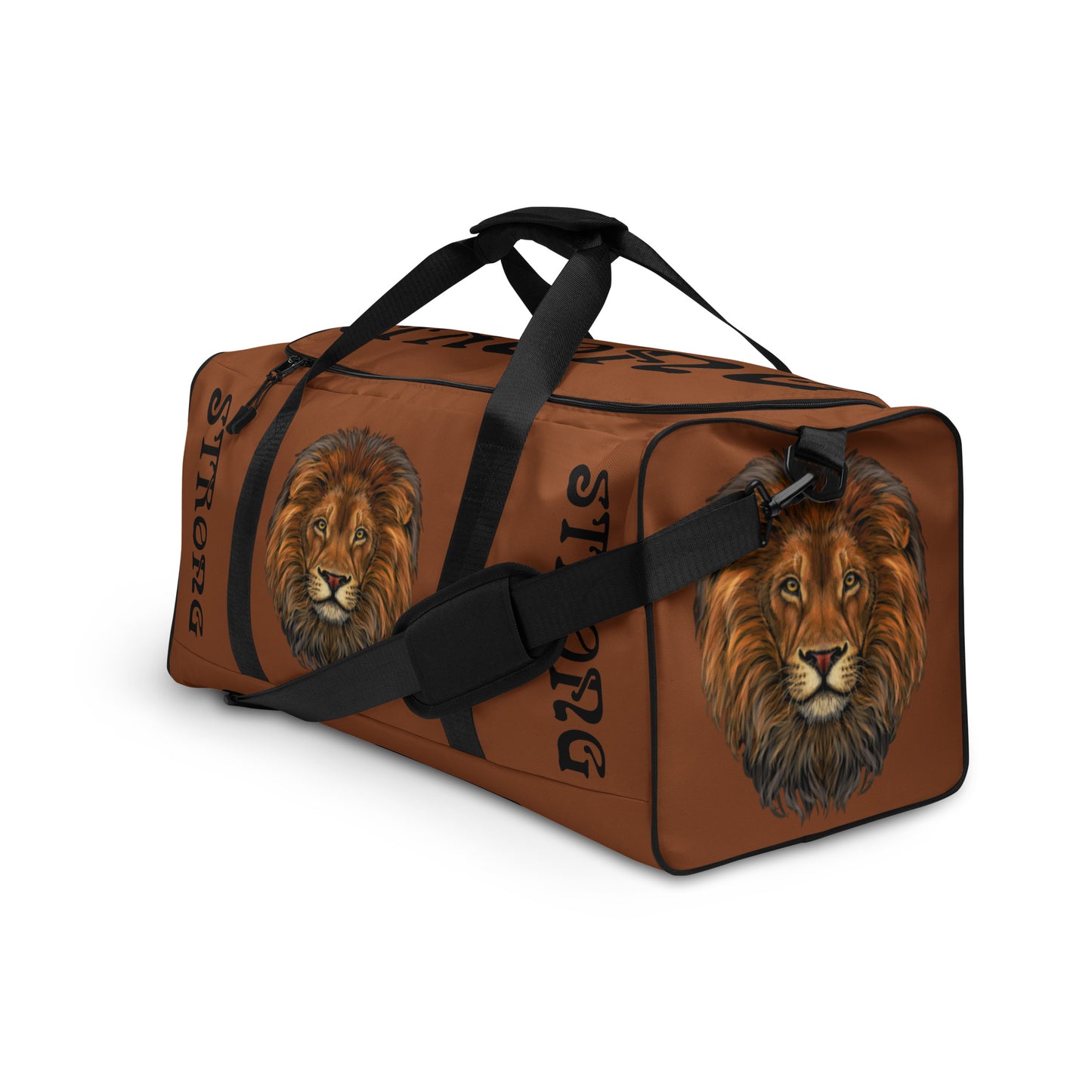 “STRONG” Brown Duffle Bag W/Black Font