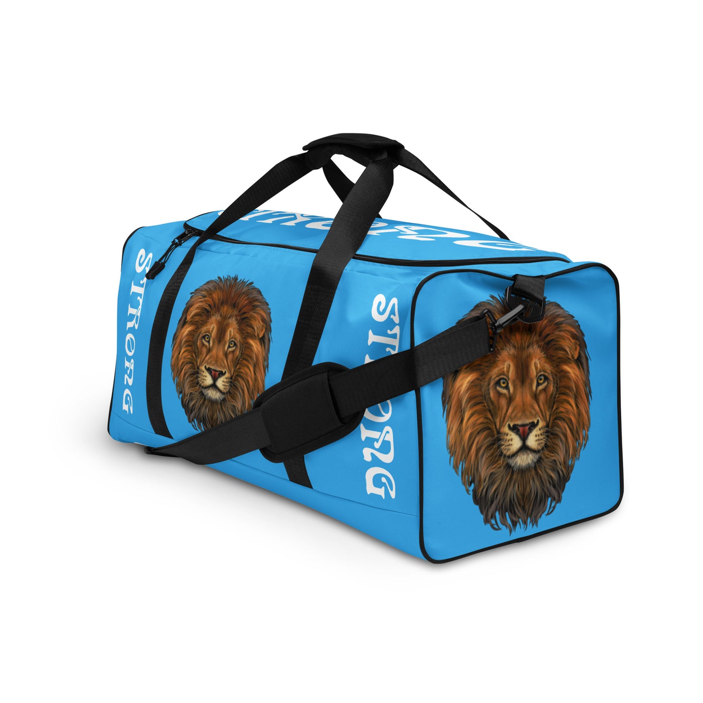 “STRONG”SkyBlue Duffle Bag W/White Font