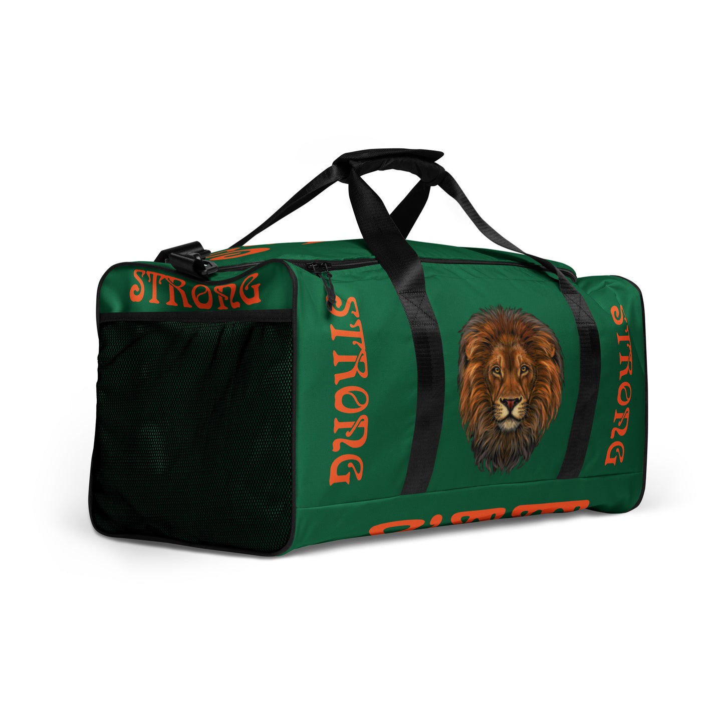 “STRONG” Green Duffle Bag W/Orange Font