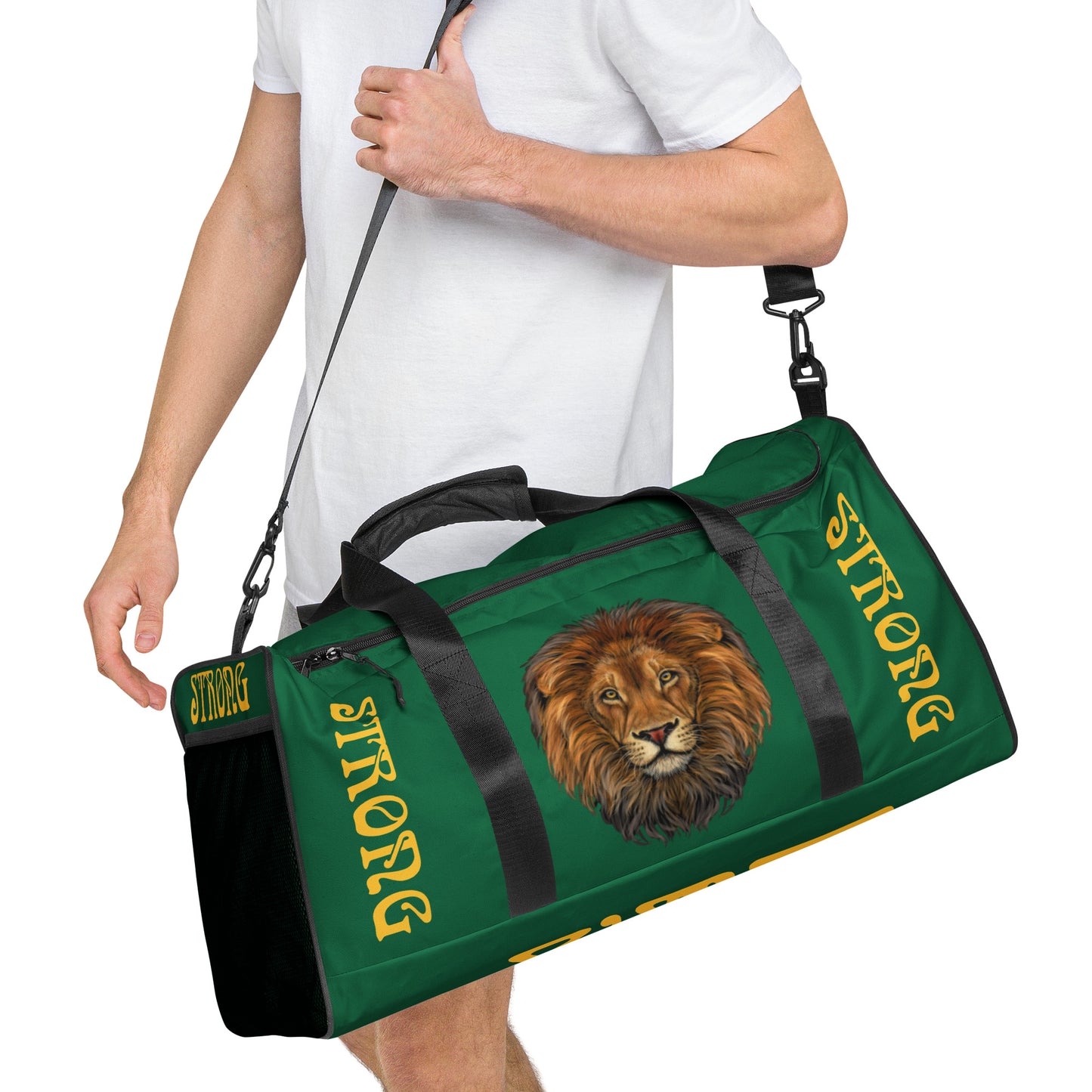 “STRONG” Green Duffle Bag W/Yellow Font