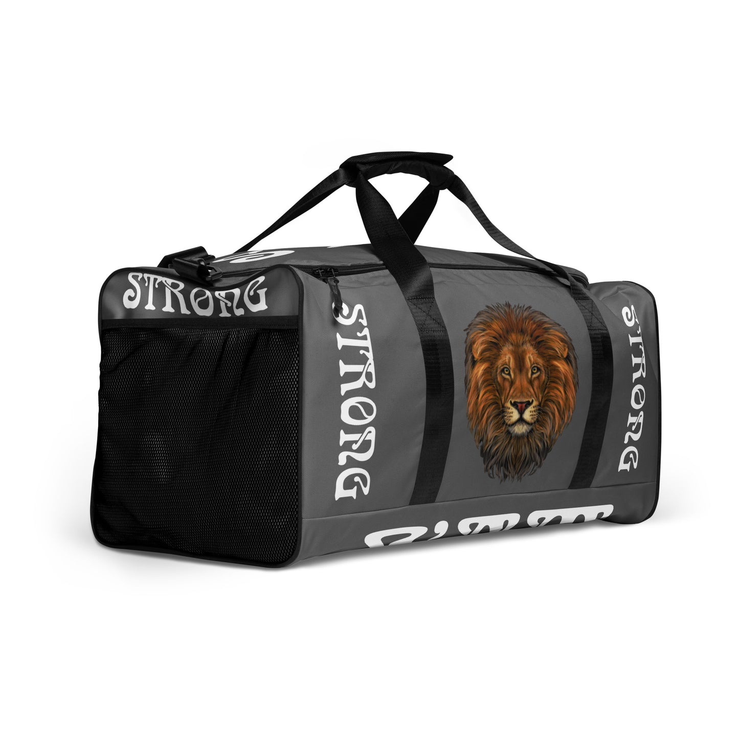 “STRONG” Grey Duffle Bag W/White Font