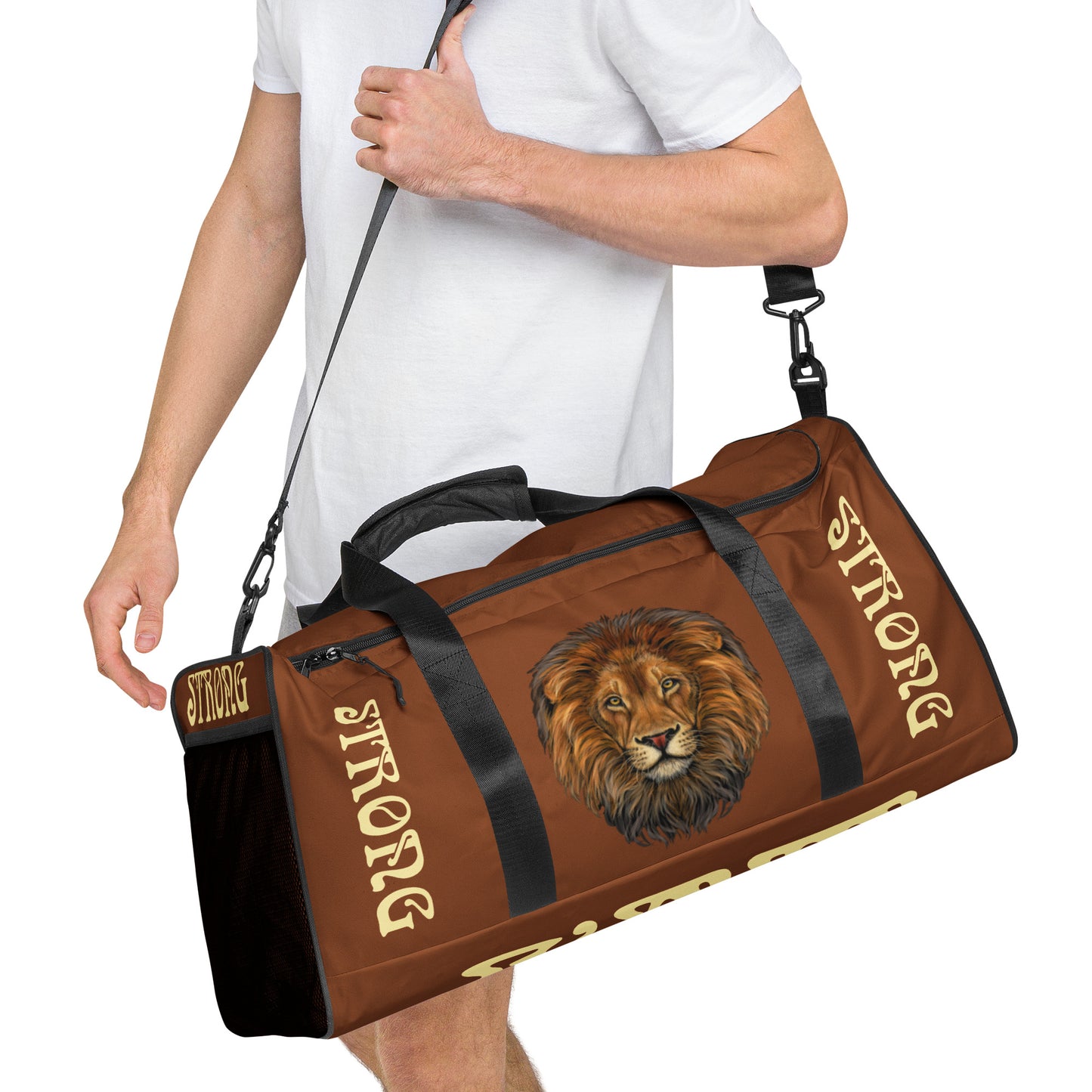 “STRONG” Brown Duffle Bag W/Banana Font