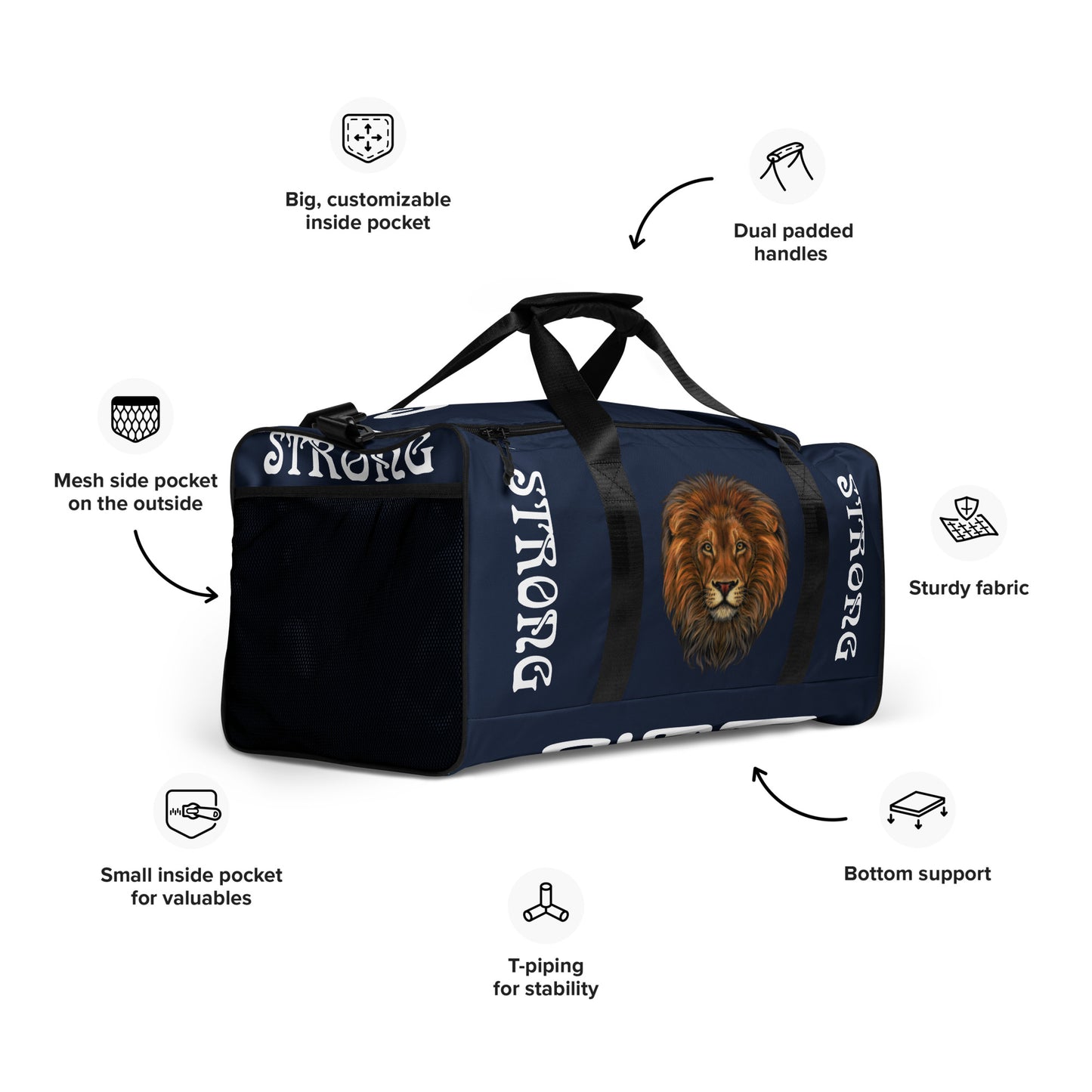 “STRONG” Navy Duffle Bag W/White Font