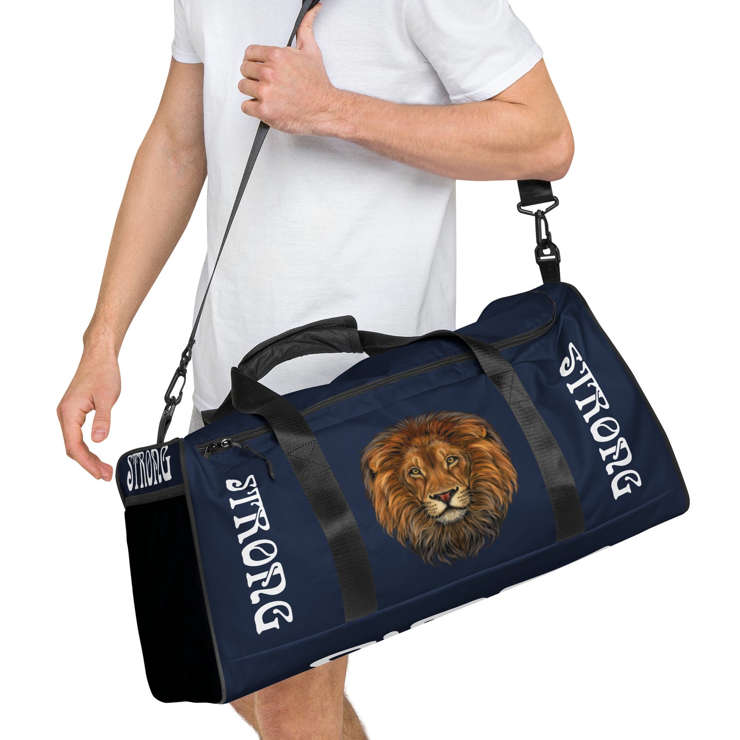 “STRONG” Navy Duffle Bag W/White Font