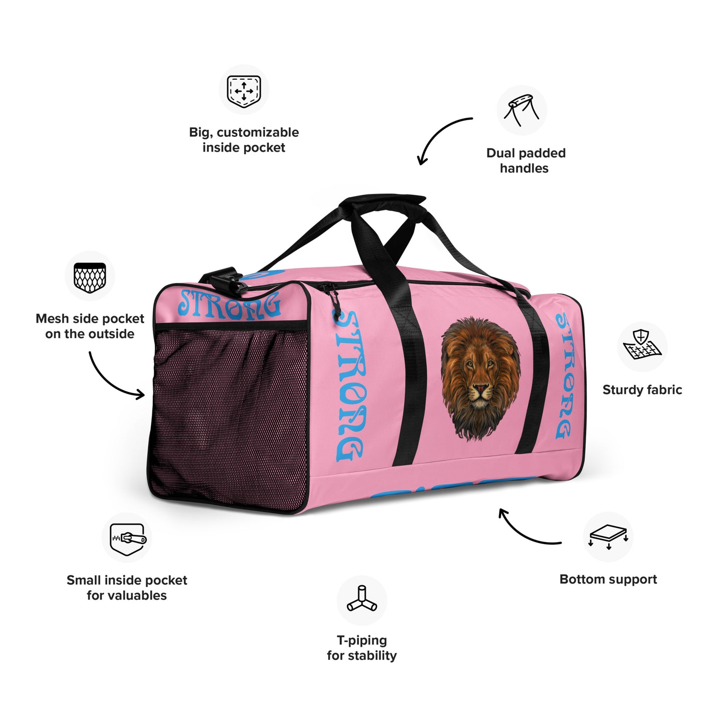 “STRONG” Cotton Candy Duffle Bag W/SkyBlue Font