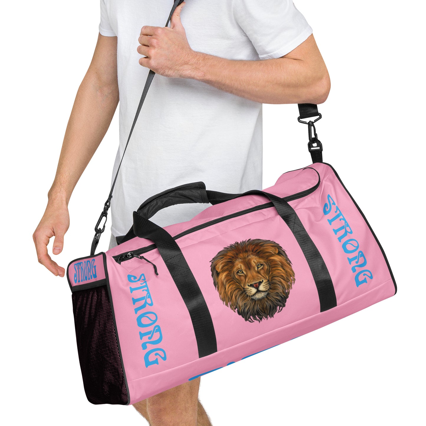 “STRONG” Cotton Candy Duffle Bag W/SkyBlue Font