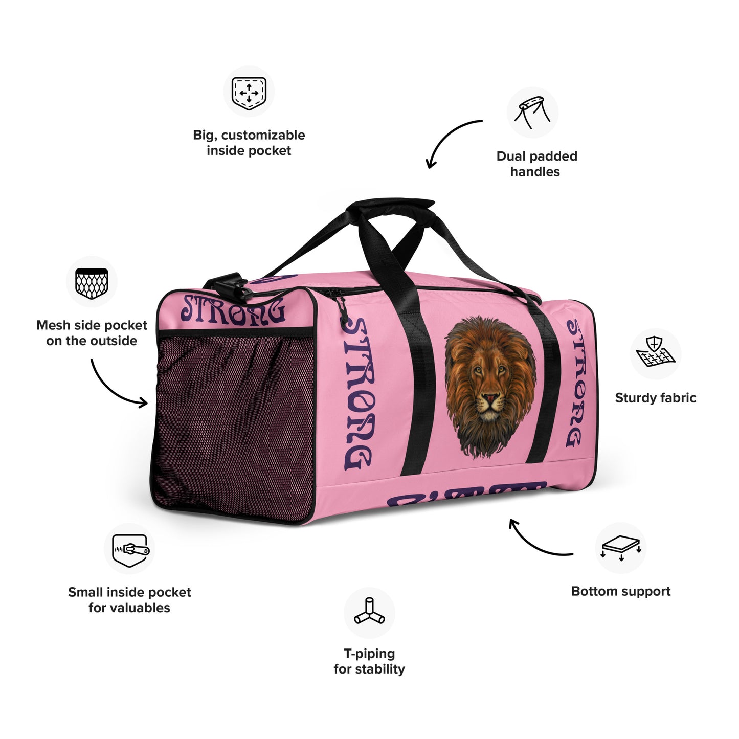 “STRONG” Cotton Candy Duffle Bag W/Purple Font