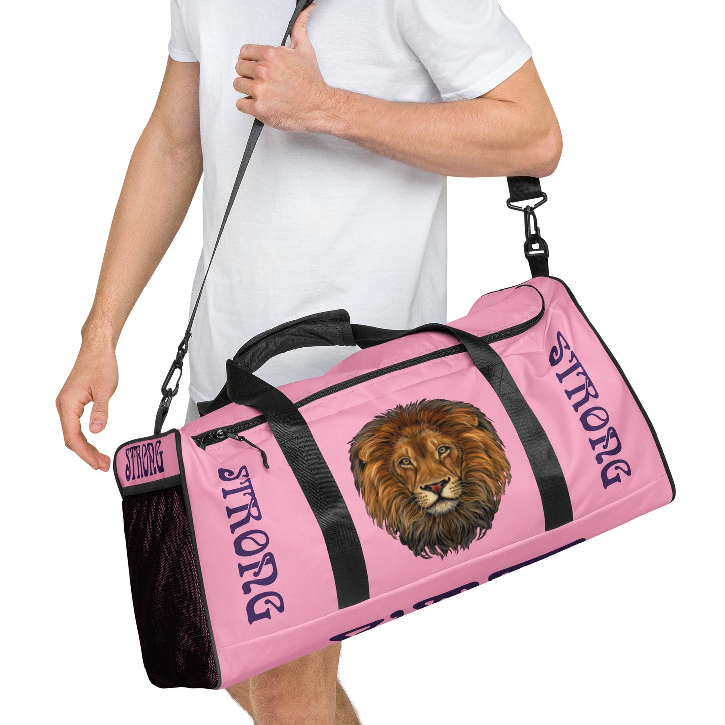 “STRONG” Cotton Candy Duffle Bag W/Purple Font