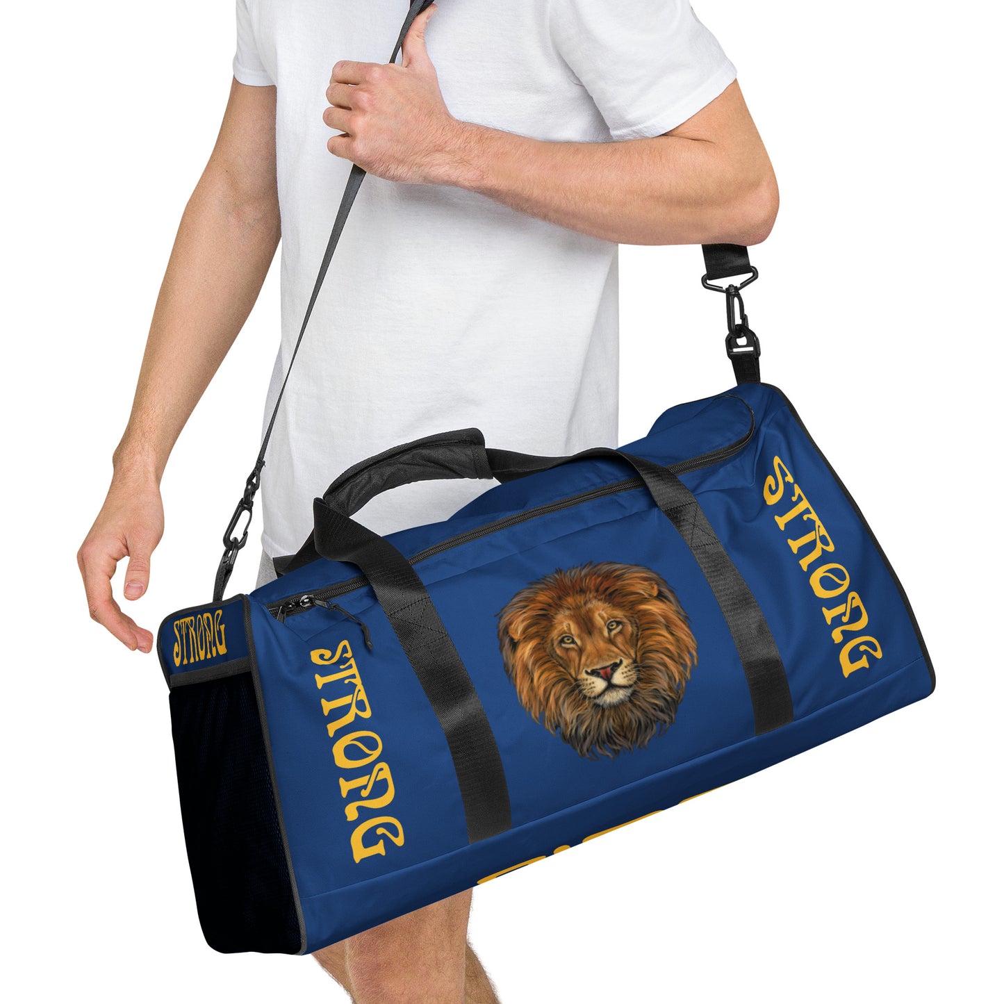 “STRONG” Blue Duffle Bag W/Yellow Font