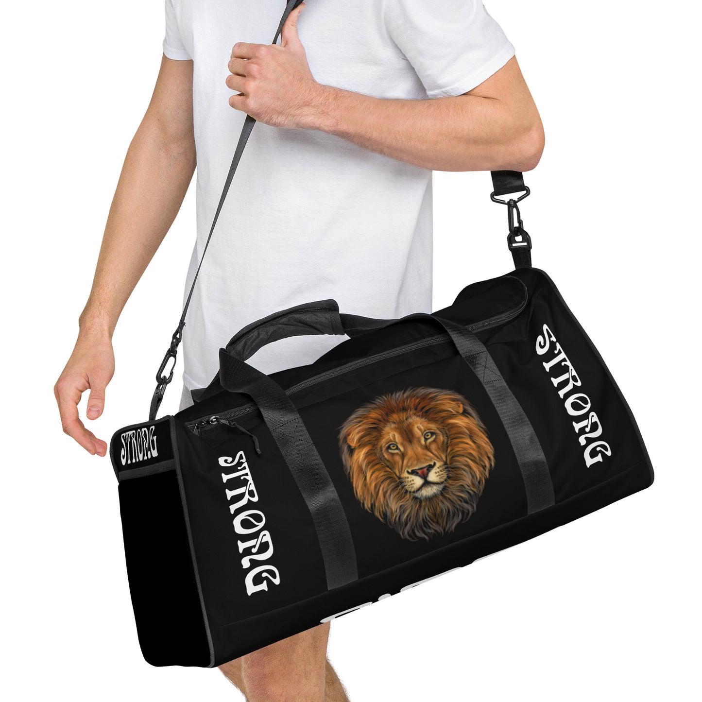 “STRONG” Black Duffle Bag W/White Font