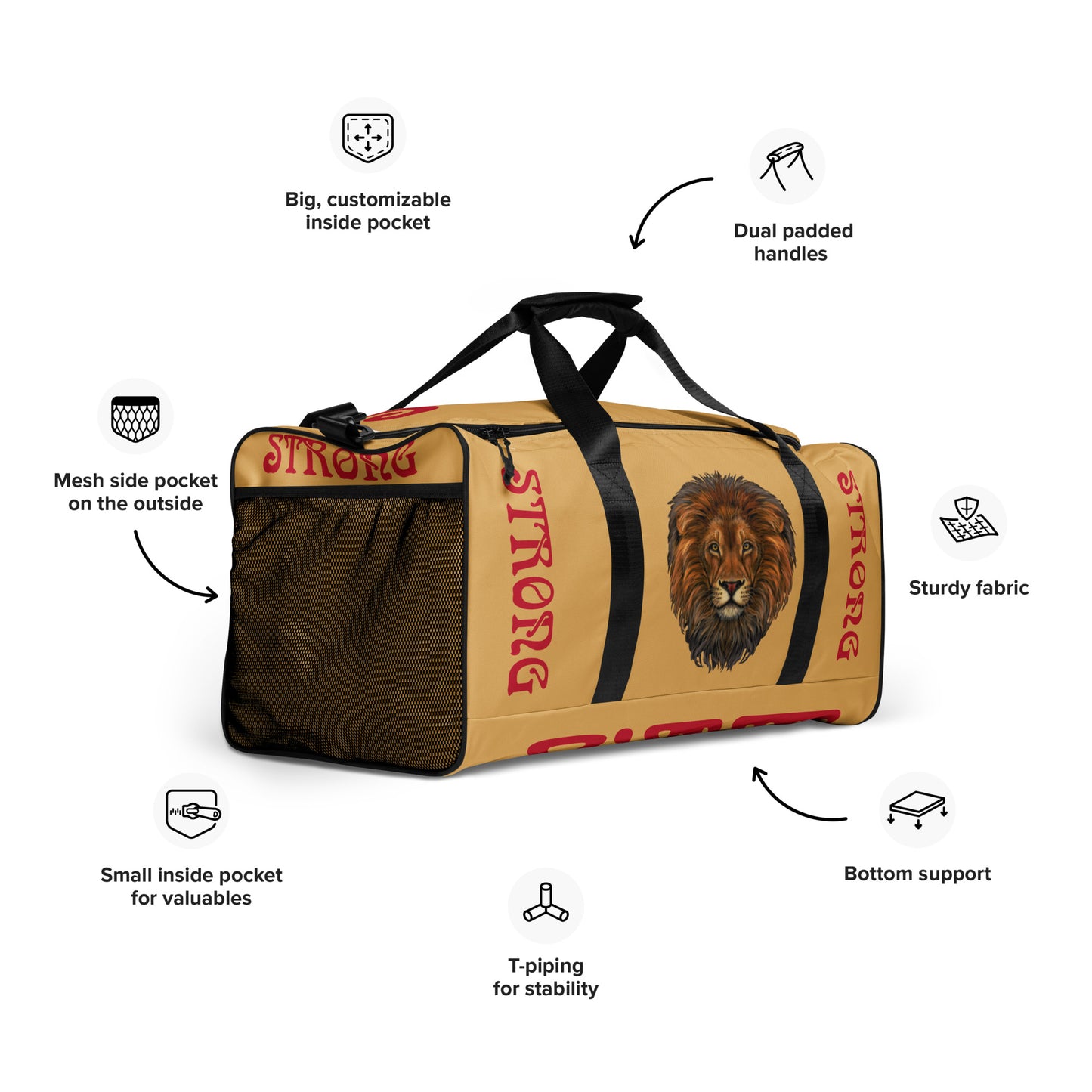 “STRONG” Fawn Duffle Bag W/Red Font
