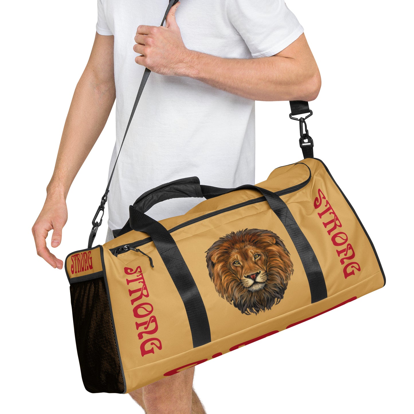 “STRONG” Fawn Duffle Bag W/Red Font