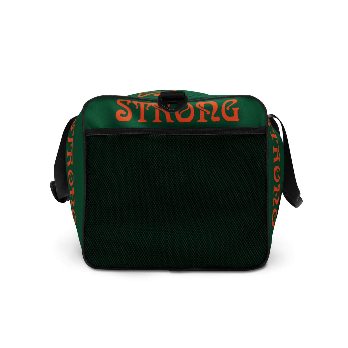 “STRONG” Green Duffle Bag W/Orange Font