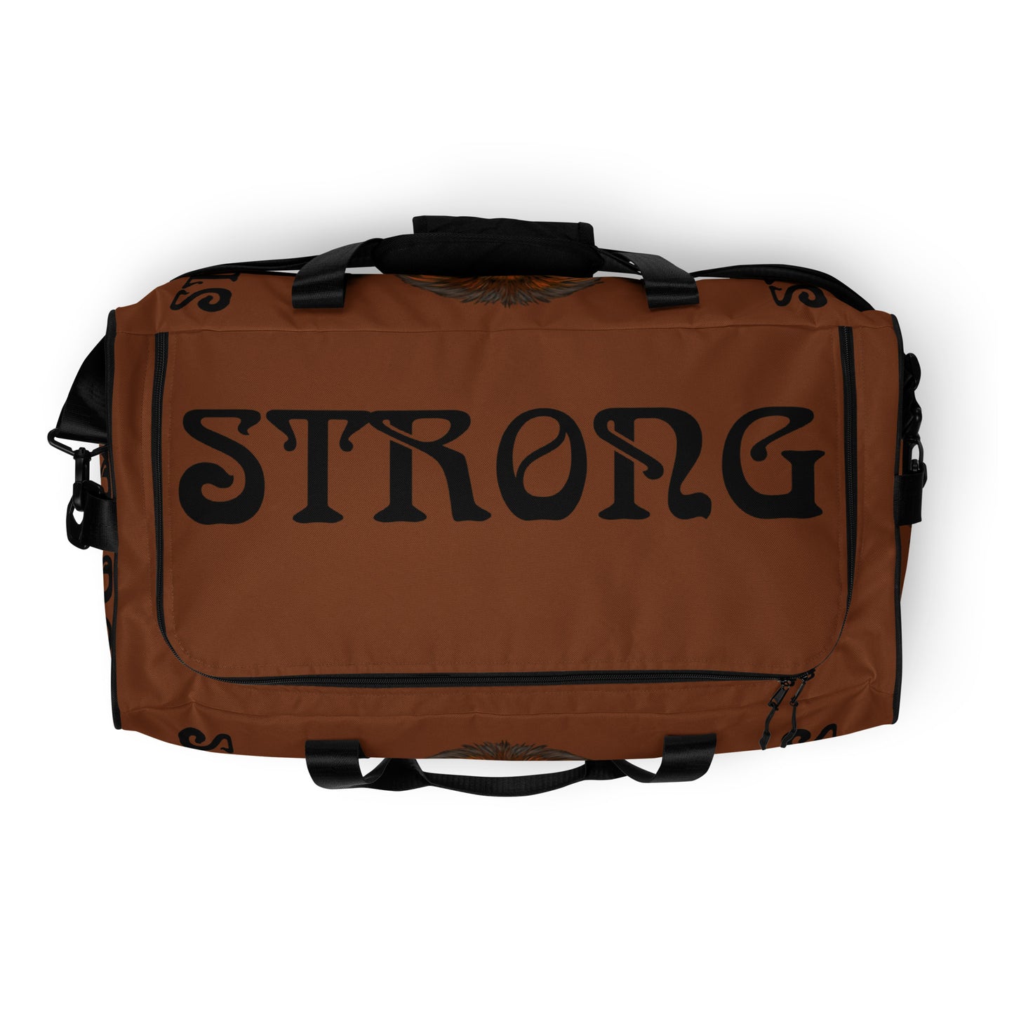 “STRONG” Brown Duffle Bag W/Black Font