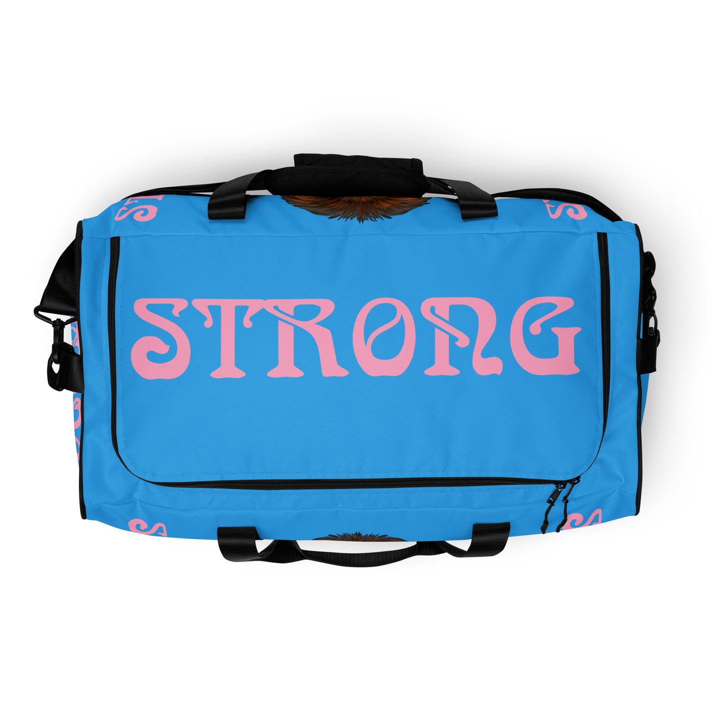 “STRONG”SkyBlue Duffle Bag W/Cotton Candy Font