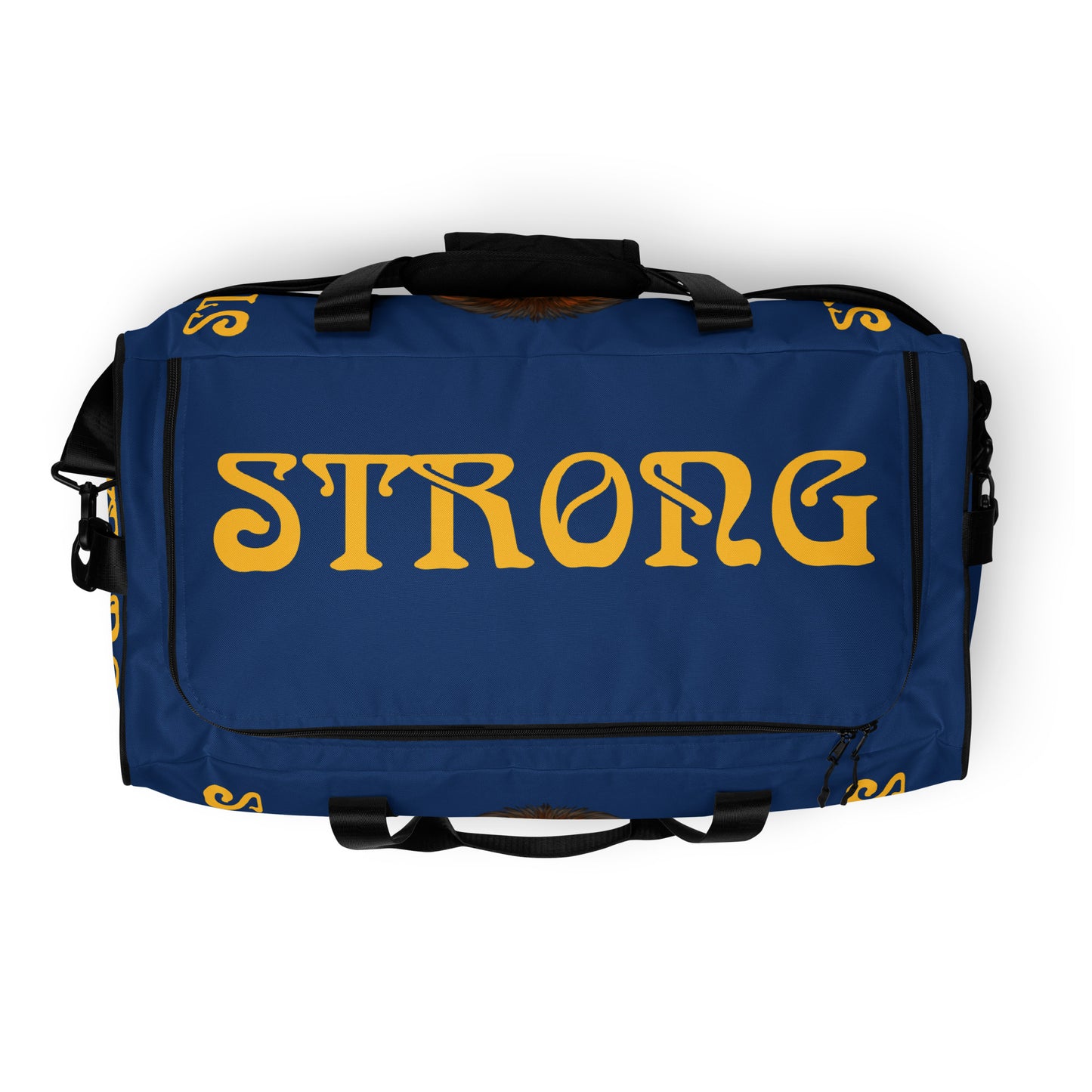 “STRONG” Blue Duffle Bag W/Yellow Font