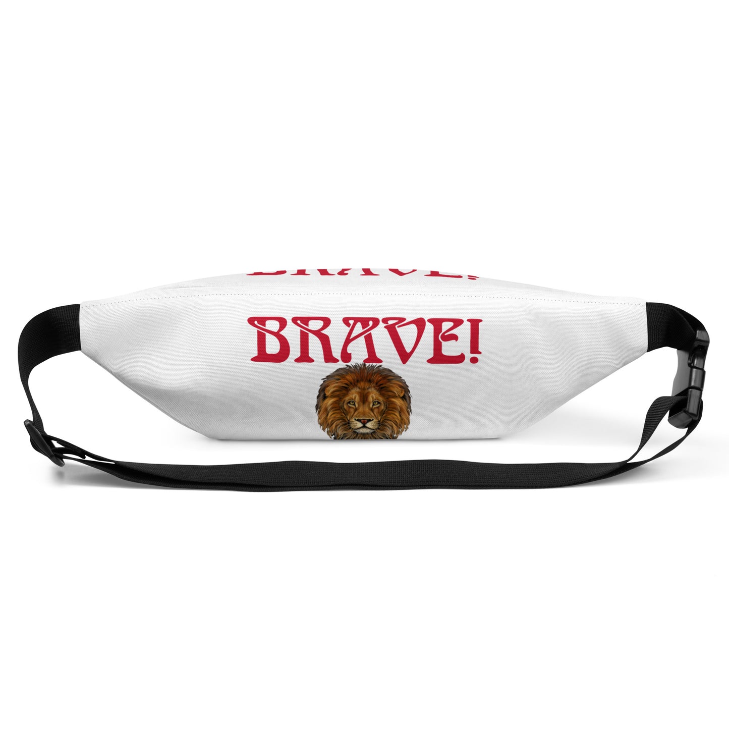 “BRAVE”White Fanny Pack W\Red Font