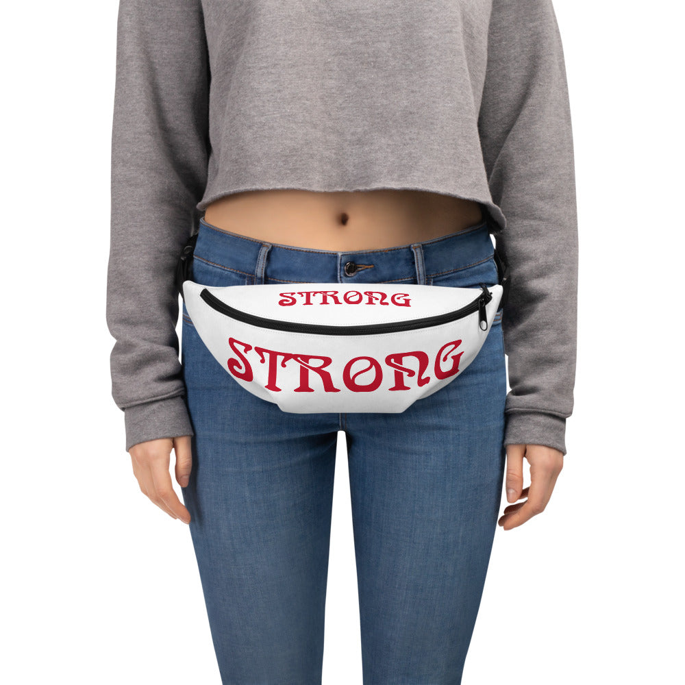“STRONG”White Fanny Pack W/Red Font